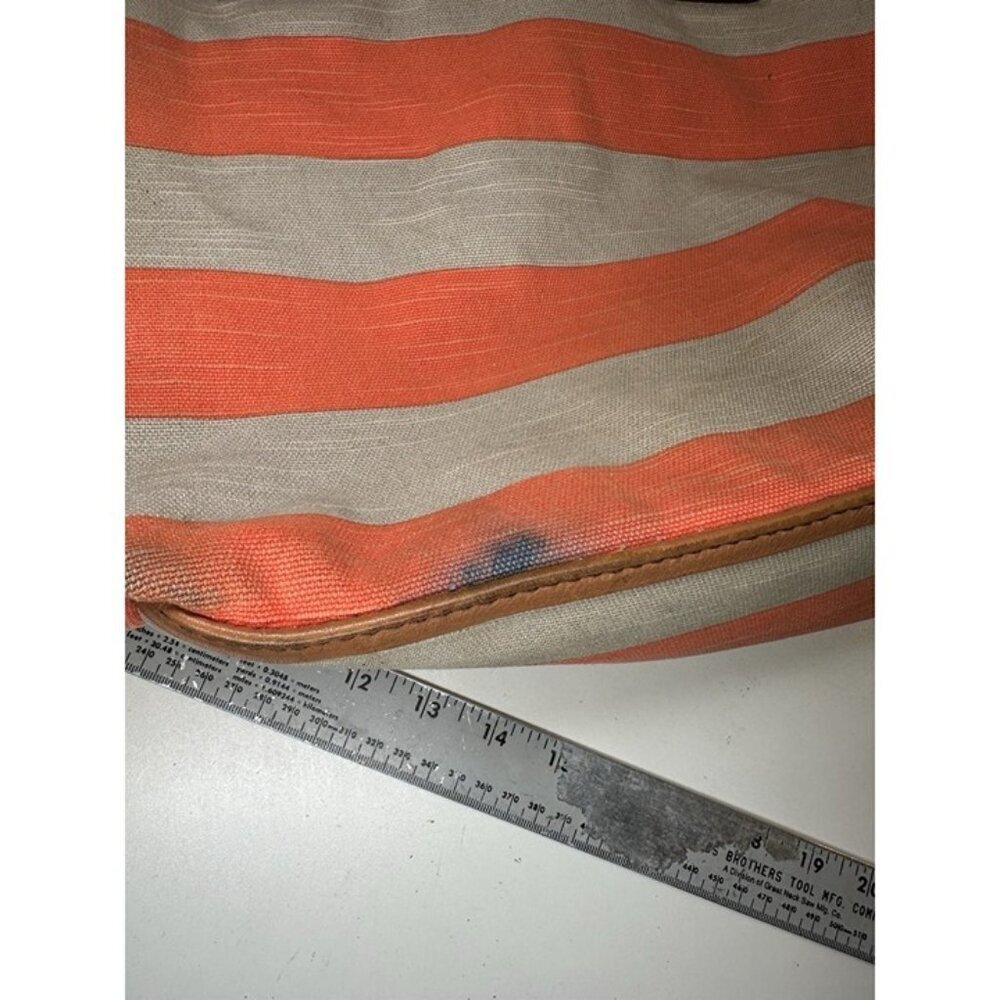 Kate Spade New York Bon Shopper Jubilee Stripe Coral/Natural Stripe Purse - Picture 5 of 10